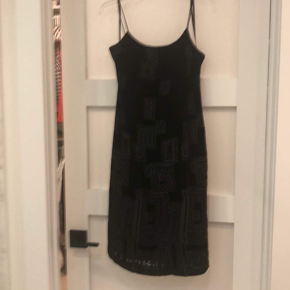 Velvet burnout pattern spaghetti strap dress